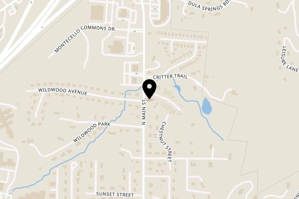 Map showing the location of Tommy's Family Restaurant on 247 N Main St in Weaverville